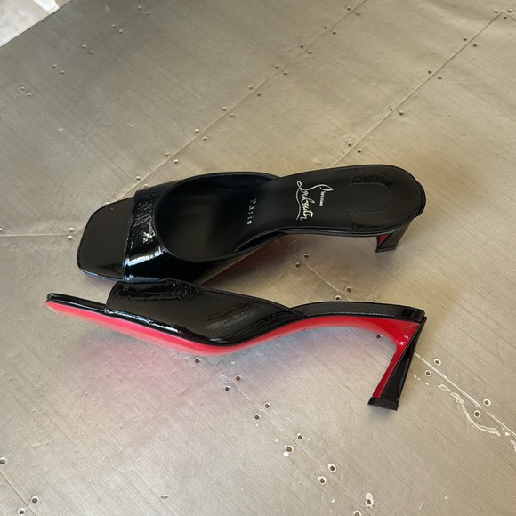 Christian Louboutin condora mule 55mm black patent sandal mule sz 38 - Picture 6 of 12